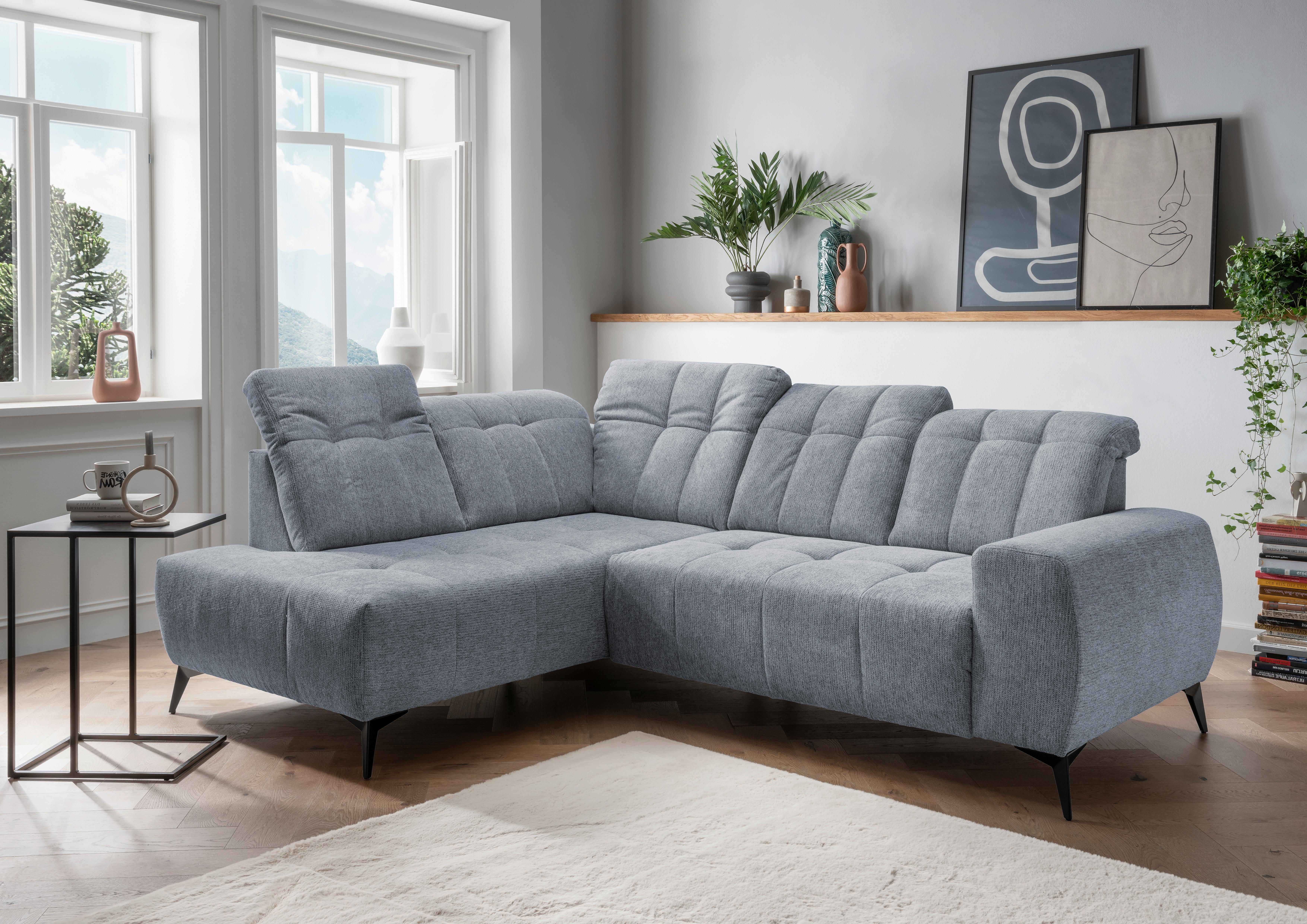 Ecksofa Mit Usb Anschluss Sano, Hellblau, S: 200x261 Cm - Schwarz/Hellblau, MODERN, Textil (200/261cm) - Livetastic