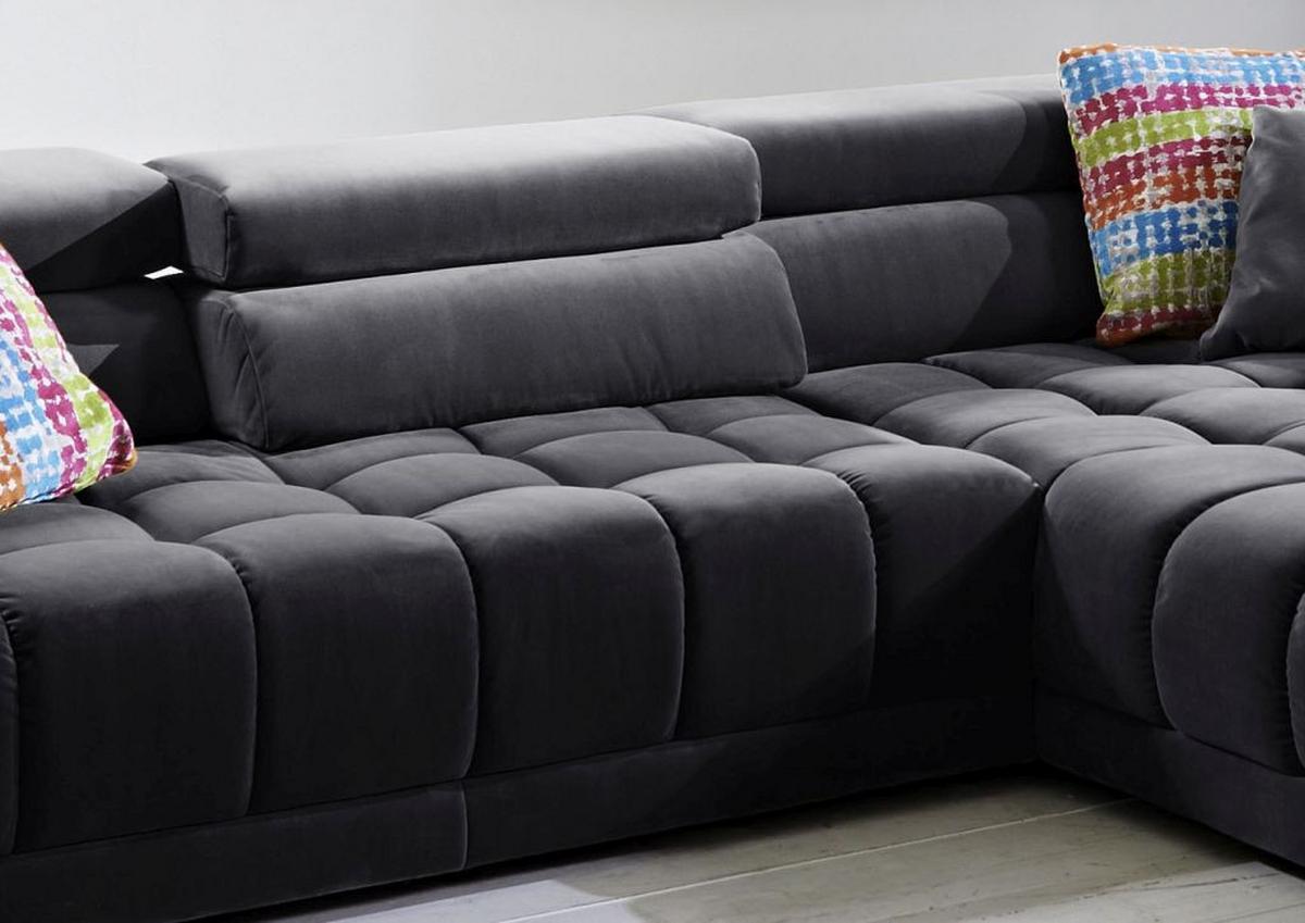 Rohová sedačka IBA, pravá, antracitová, s funkciami - antracitová/strieborná, Lifestyle, kov/textil (323/222cm) - Premium Living