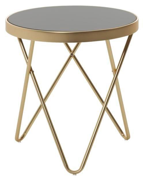 Príručný stolík DANA zlatý - čierna/zlatá, Design, kov/sklo (42/46cm) - MID.YOU