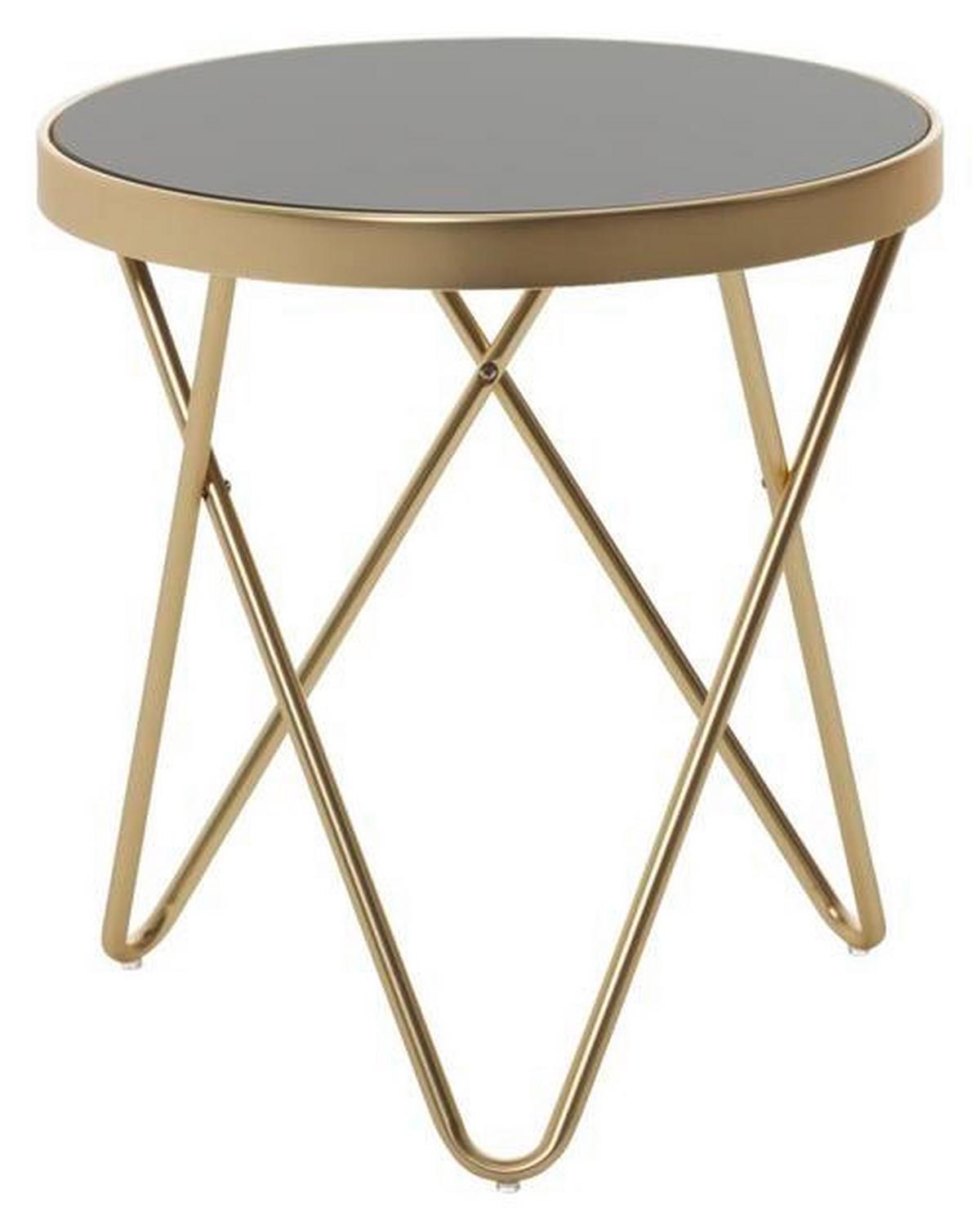 Príručný stolík DANA zlatý - čierna/zlatá, Design, kov/sklo (42/46cm) - MID.YOU