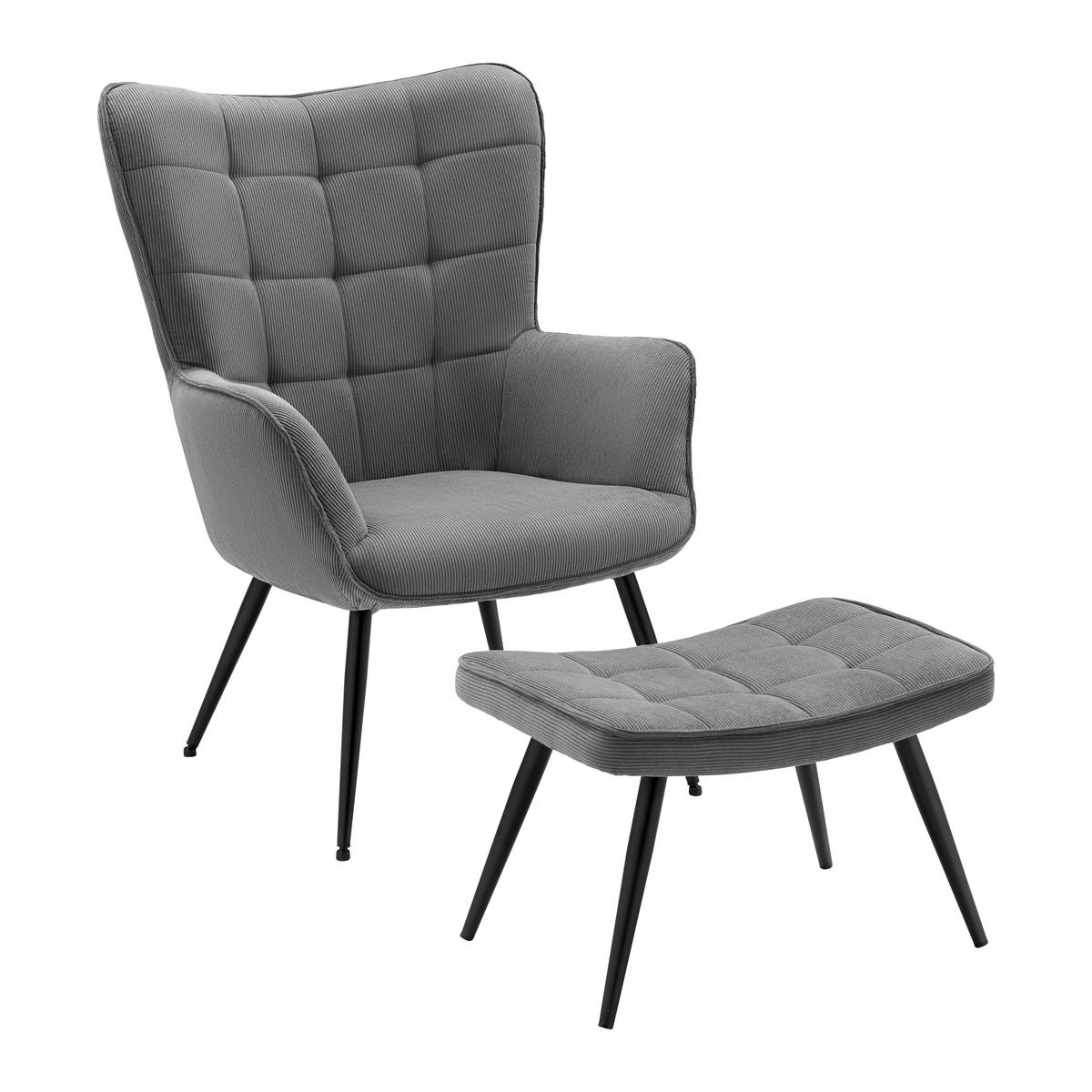 Taburetka GUNVOR, sivý menčester - čierna/sivá, Modern, kov/drevo (59,5/39/40cm) - Mömax
