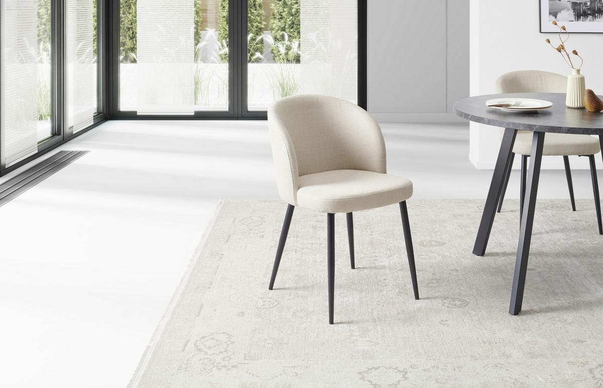 Vierfußstuhl Flo Webstoff Beige, B: 49 Cm - Beige/Schwarz, KONVENTIONELL, Textil/Metall (49/78/58cm) - MID.YOU