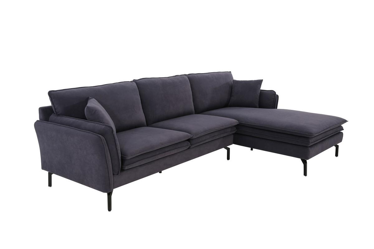 Sedacia súprava LANI tmavá sivá - čierna/sivá, Modern, kov/drevo (296/86/170cm) - Bessagi Home