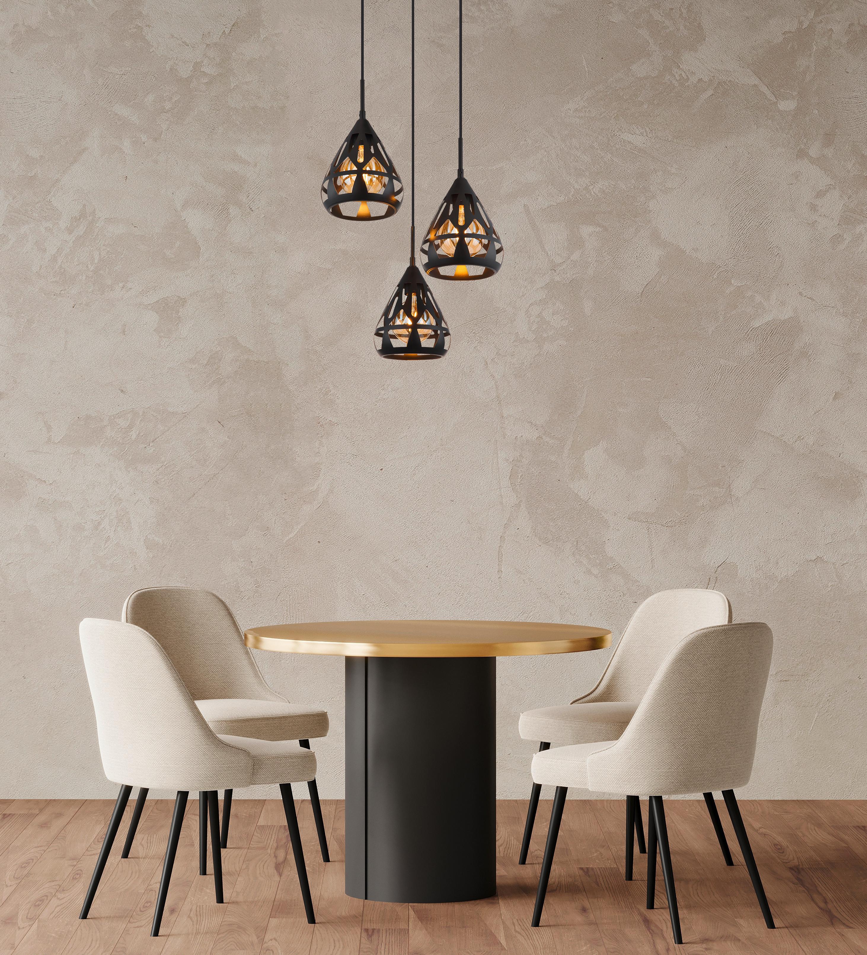 Hängeleuchte 15889-3h - Schwarz, Trend, Kunststoff/Metall (41/120cm) - Globo