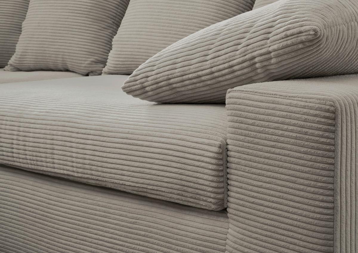 Viersitzer-Sofa Avellino Graubraun B: 308 cm - Graubraun/Schwarz, MODERN, Textil (308/80/140cm) - Livetastic