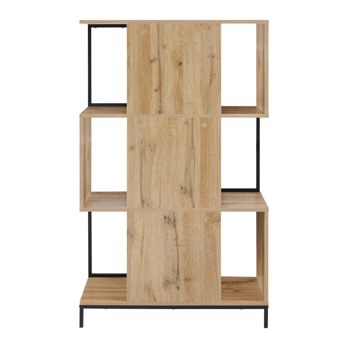 Regál GENY - čierna/farba duba, Modern, kov (80/136/40cm) - Bessagi Home