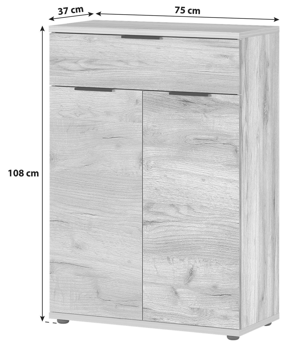 Schuhschrank Gw-Fremont Eiche Dekor mit Lade B: 75 cm - Eichefarben/Schwarz, KONVENTIONELL, Holzwerkstoff (75/108/37cm) - Germania