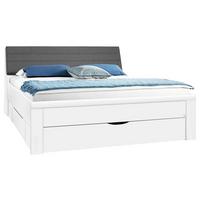 Bett Mit Stauraum + Kopfteil Gepolstert 180x200 Lindau Weiß - Weiß/Grau, KONVENTIONELL, Holzwerkstoff/Textil (180/200cm) - Rauch Möbel