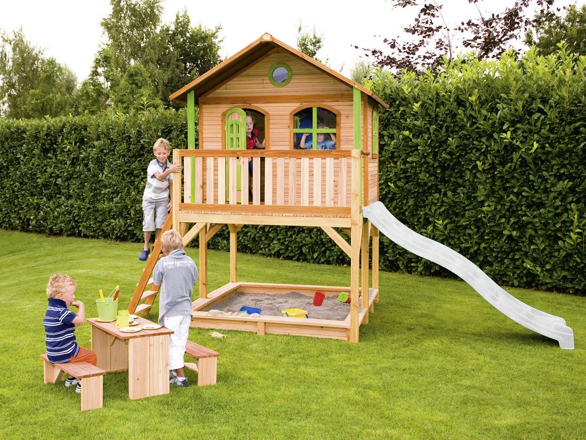 Spielhaus A030.042.90 - Weiß/Braun, KONVENTIONELL, Holz (432/293/212cm) - Ambia Garden