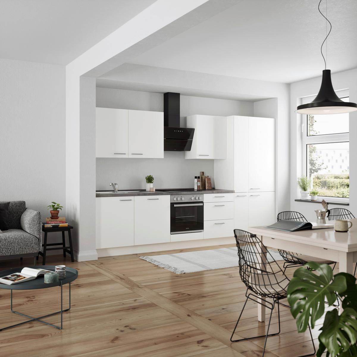 KÜCHENLEERBLOCK TOUCH HIGH - LINE, H11 RECHTS - Weiß/Grau, MODERN, Holzwerkstoff (330cm) - Nobilia