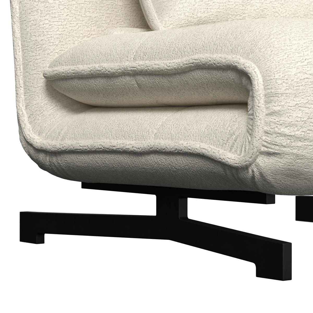 Rozkladacie kreslo LUNA, biele buklé, max.120 kg - čierna/biela, Modern, kov/textil (92/40/66cm) - Bessagi Home