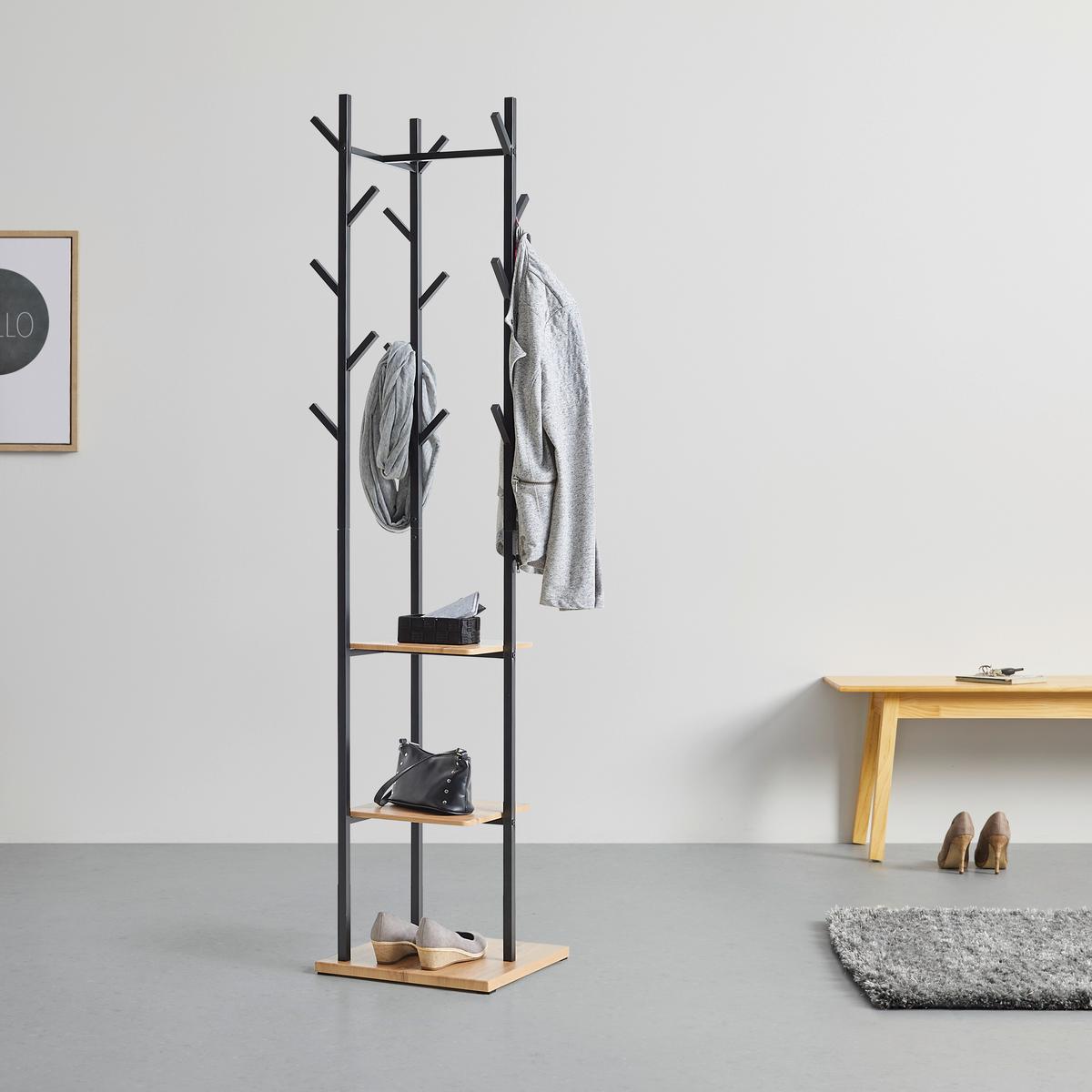 STOJAN DO ŠATNY LUGO -EXKLUSIV- - černá, Moderní, kov/kompozitní dřevo (40/182/40cm) - Mömax