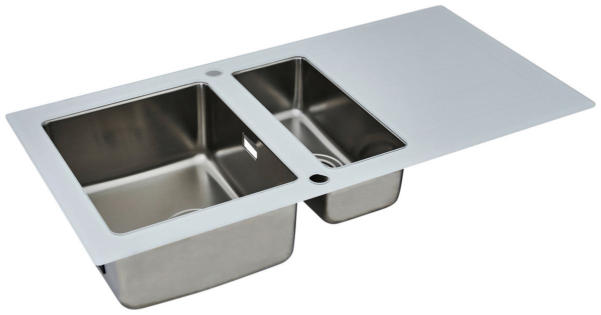 Spüle Respekta Edelstahl Bxt: 100x50 cm - Weiß, Trend, Glas/Metall (100/21/50cm) - Respekta