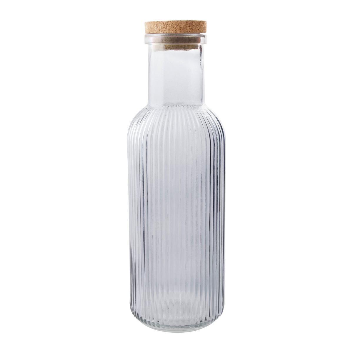 Univerzálna fľaša 1L MARY - modrá/sivá, Modern, drevo/sklo (8.7/27.8cm)