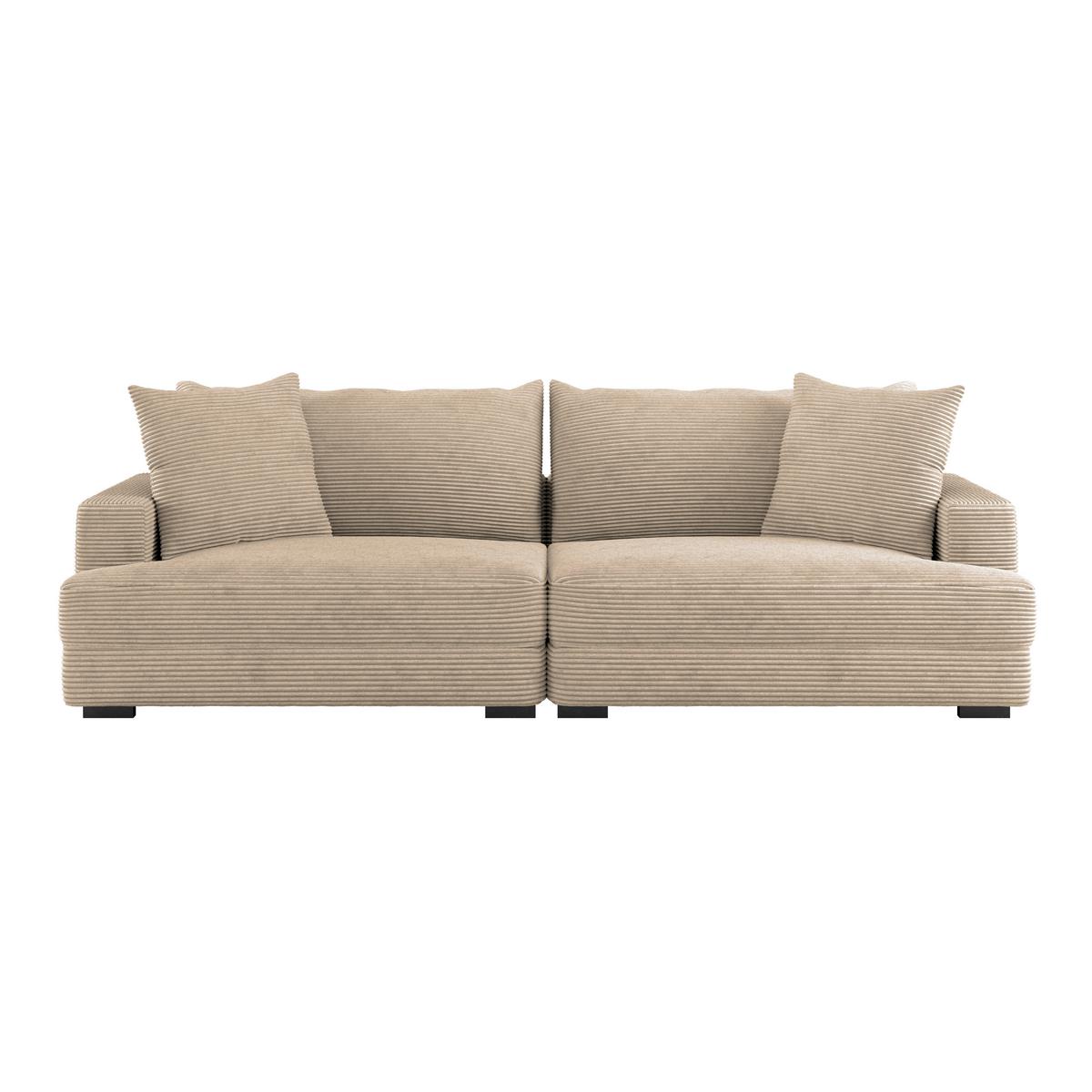 Big Sofa Pelle Mit Kissen B: 261 Cm Taupe - Taupe/Wengefarben, Trend, Textil (261/124cm) - Luca Bessoni