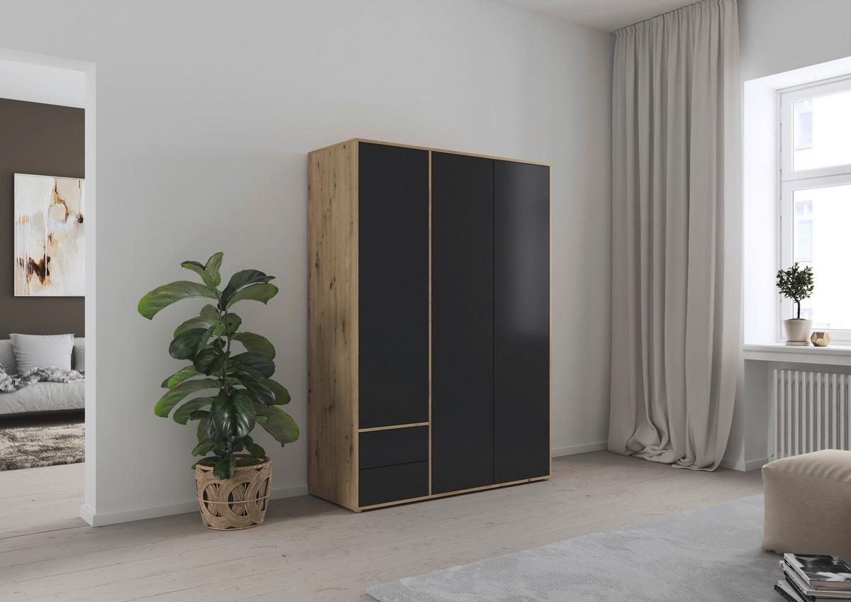 Drehtürenschrank Nabila Grau Eiche Artisan Dek. - Eiche Artisan/Grau, MODERN, Holzwerkstoff (140/194/53cm) - Rauch Möbel