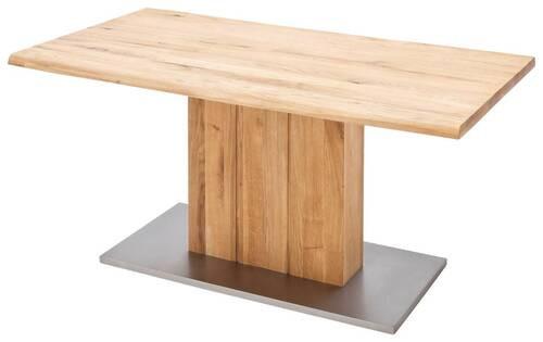 Esstisch Eiche Greta 180x90 cm mit Baumkante - Edelstahlfarben/Eichefarben, Design, Holz/Holzwerkstoff (180/90/77cm) - Livetastic
