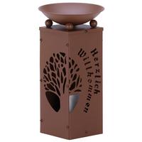 Dekosäule Mit Schale Welcome H: 39 Cm - Rostfarben, Basics, Metall (21/21/39cm)