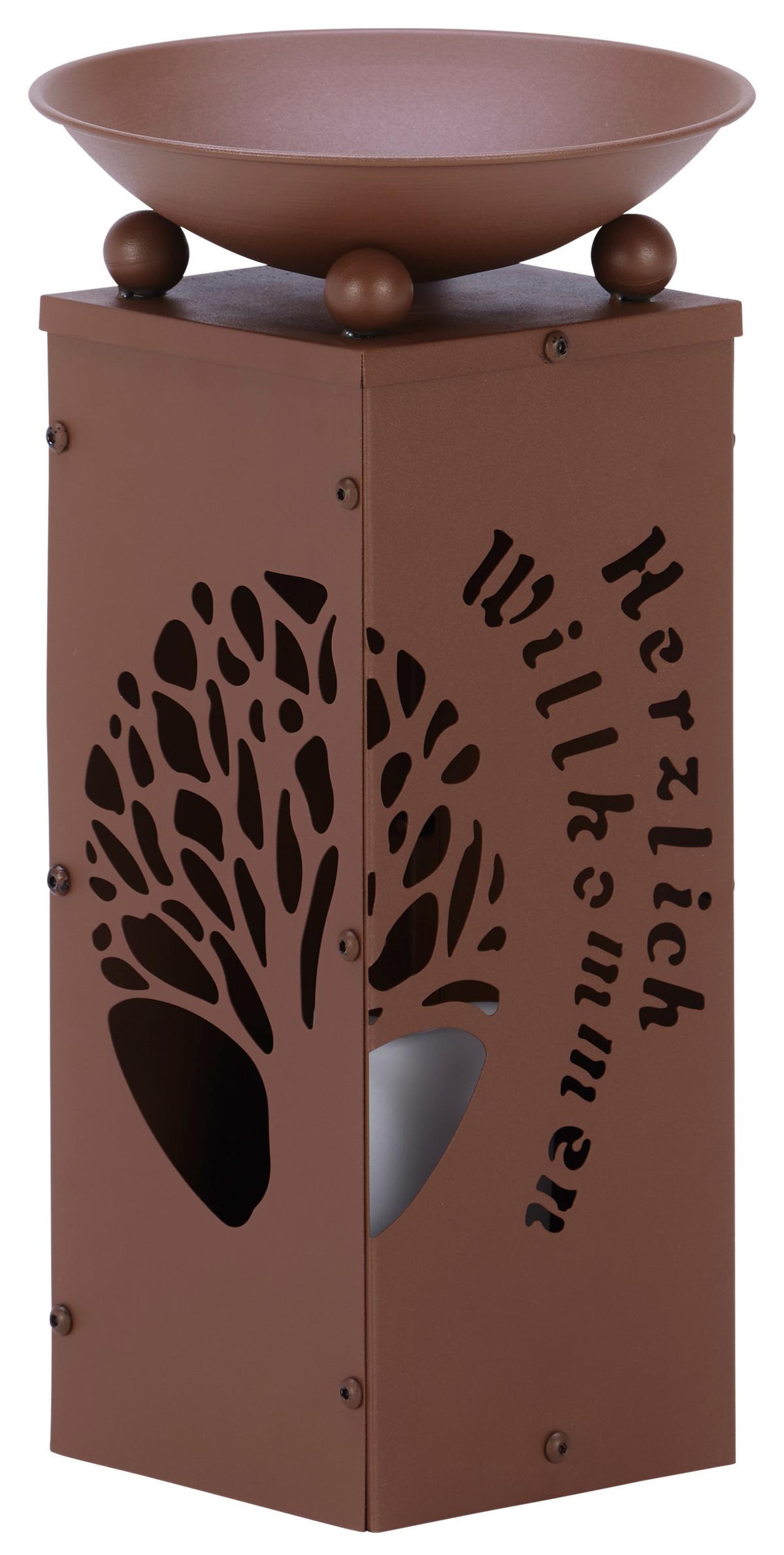 Dekosäule Mit Schale Welcome H: 39 Cm - Rostfarben, Basics, Metall (21/21/39cm)