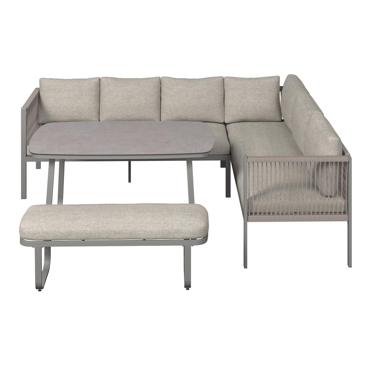 LOUNGEGARNITUR AUCKLAND - Beige/Creme, MODERN, Glas/Textil (242/195cm) - Beldano