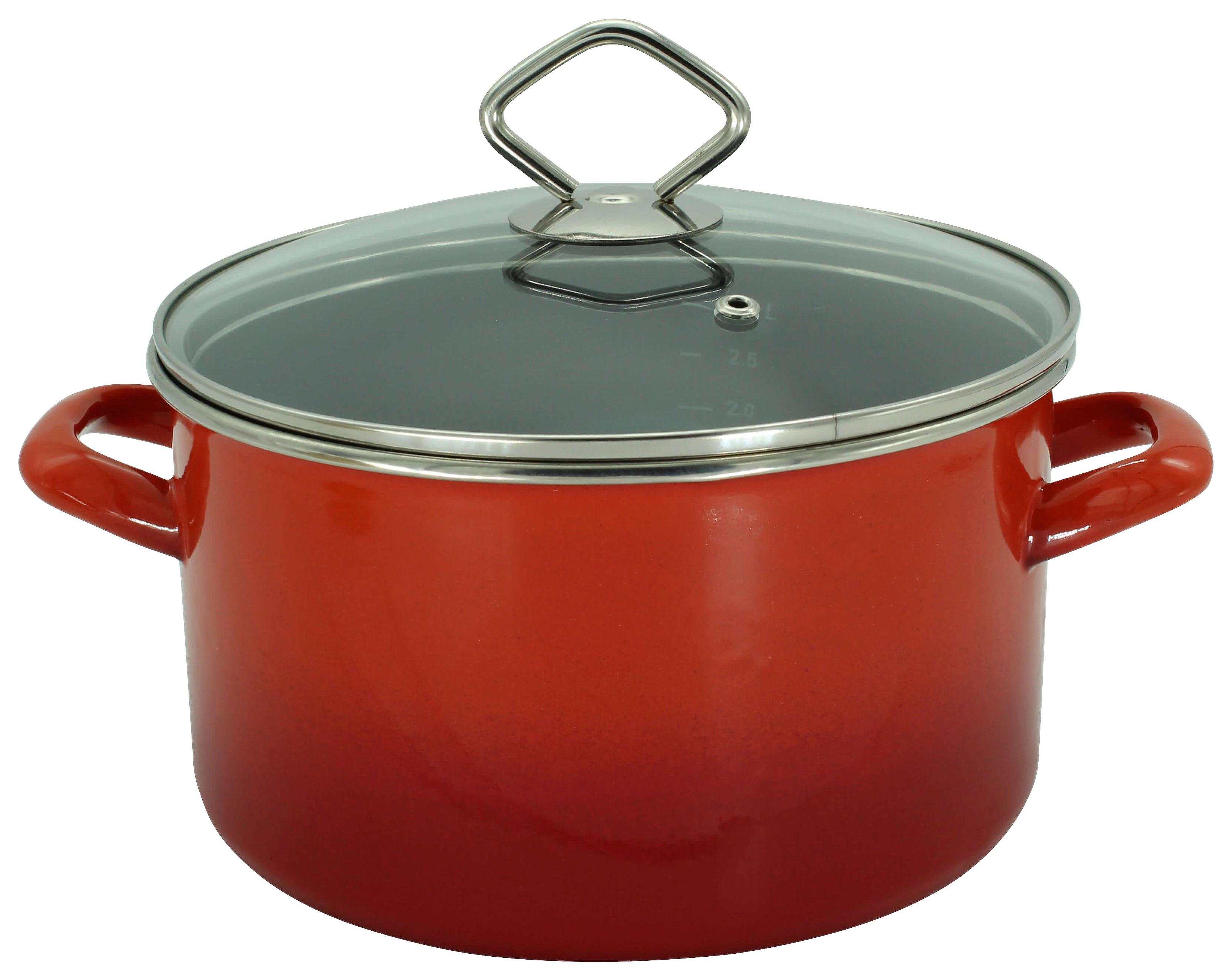 Fleischtopf Rot D: 20 cm Rund - Rot, Basics, Glas/Metall (20cm)