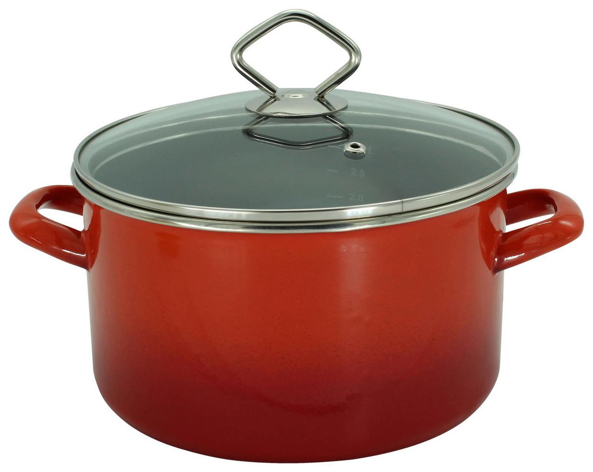 Fleischtopf Rot D: 20 Cm Rund - Rot, Basics, Glas/Metall (20cm)