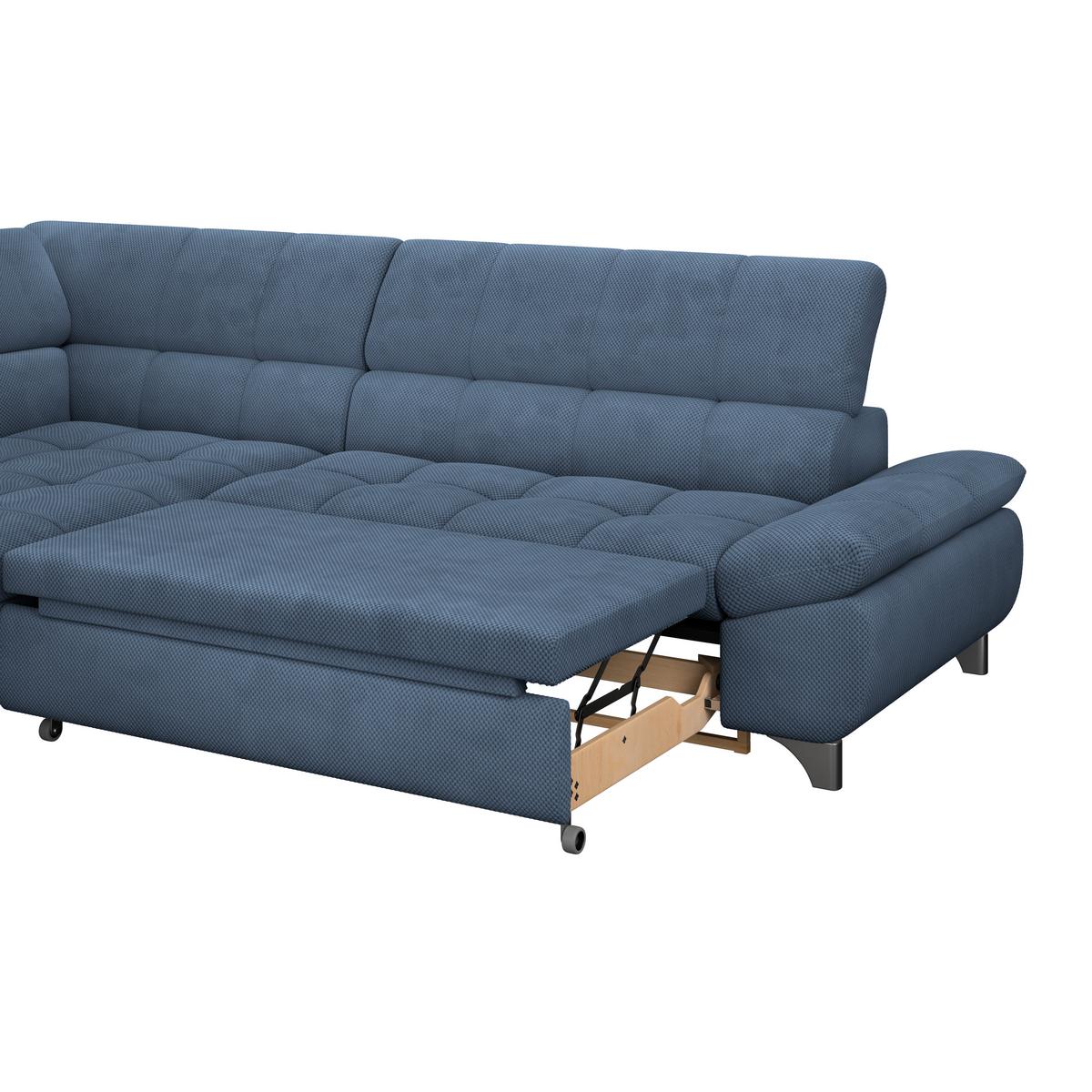 Ecksofa Gemini Dunkelblau, B: 234cm - Chromfarben/Dunkelblau, KONVENTIONELL, Textil (234/312cm)