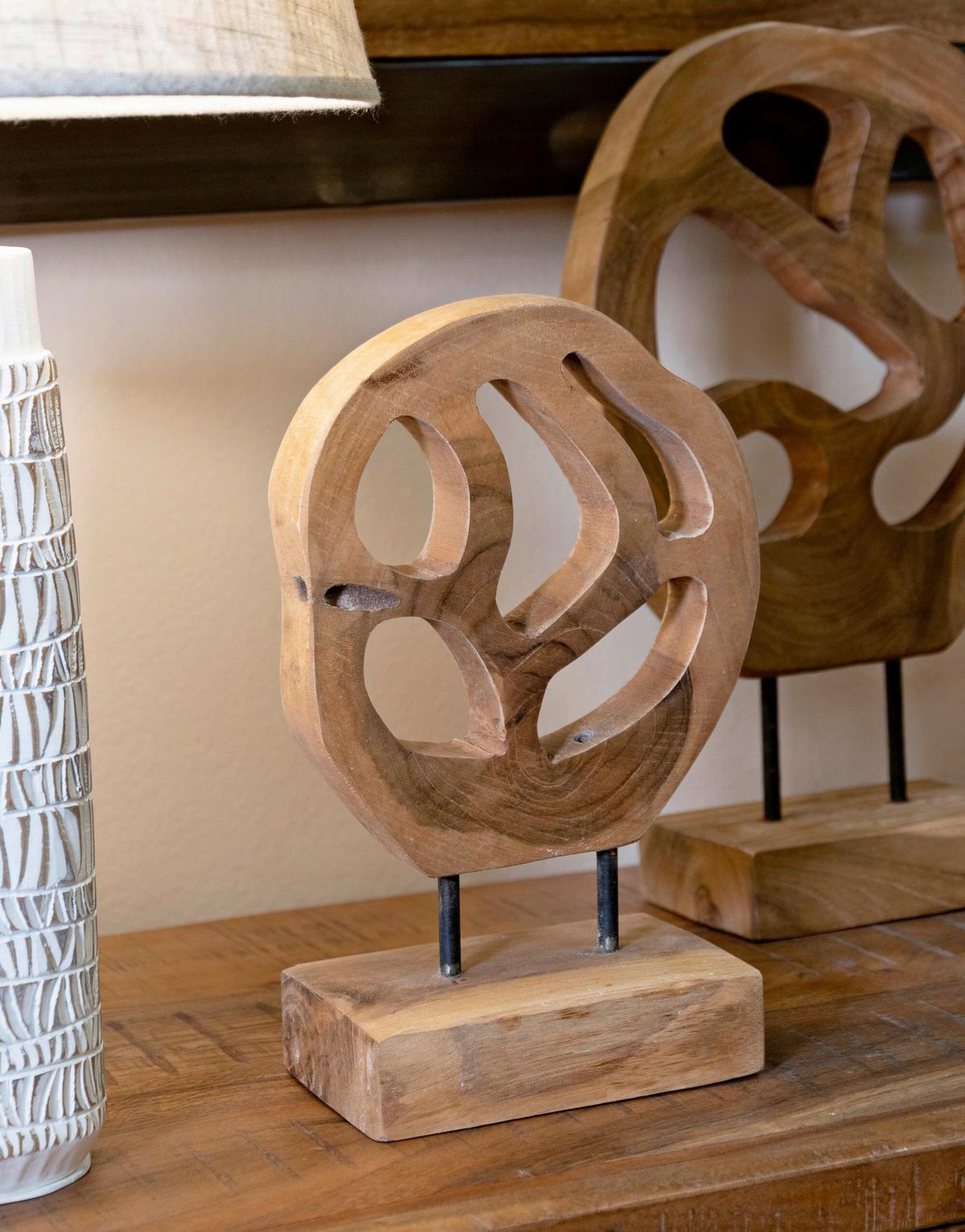 Skulptur Lubang Teak Braun, B: 18 cm - Braun, Basics, Holz (18/27/10cm)