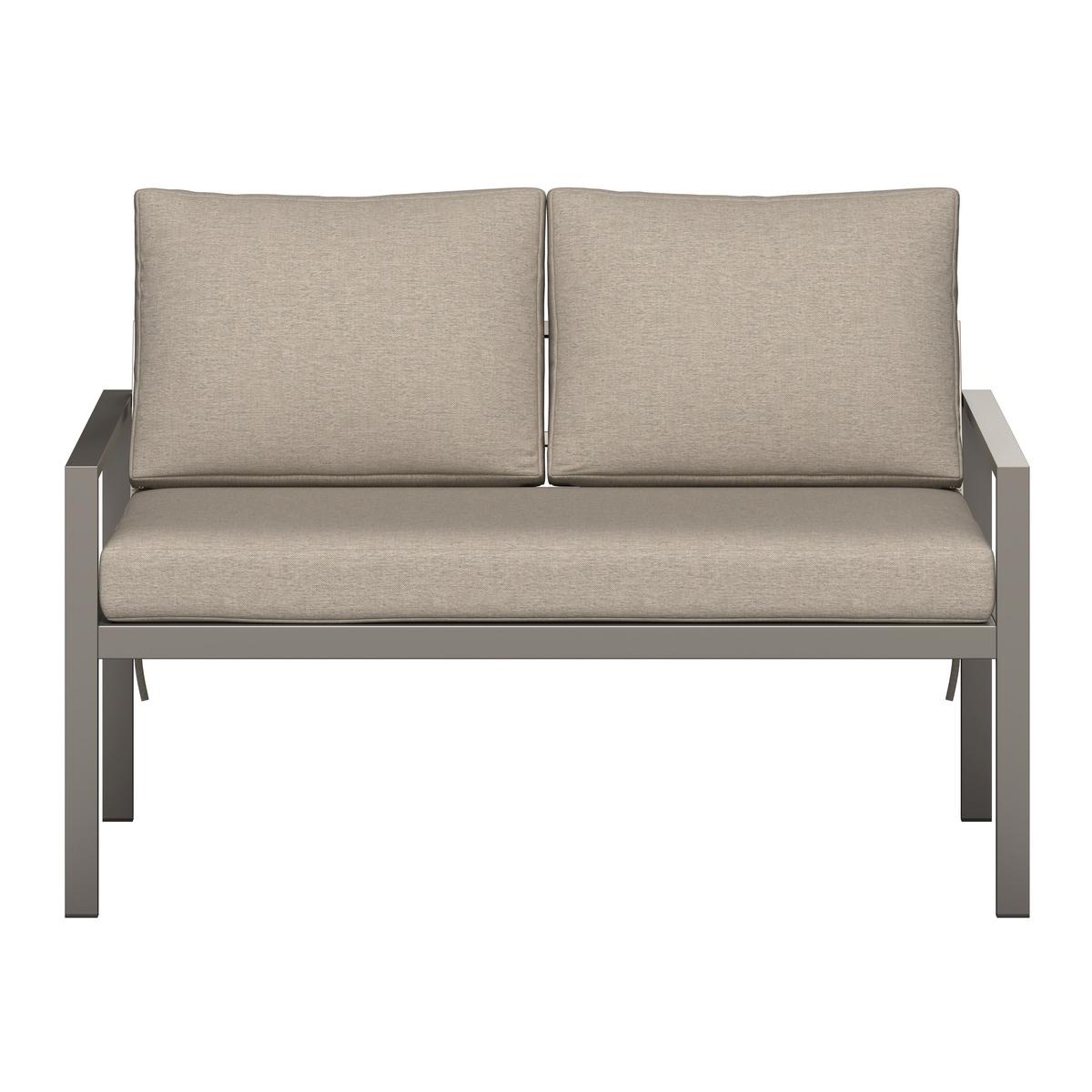 Loungegarnitur Zamora - Graubraun/Beigebraun, MODERN, Textil/Metall (105/35,5/50cm) - Beldano