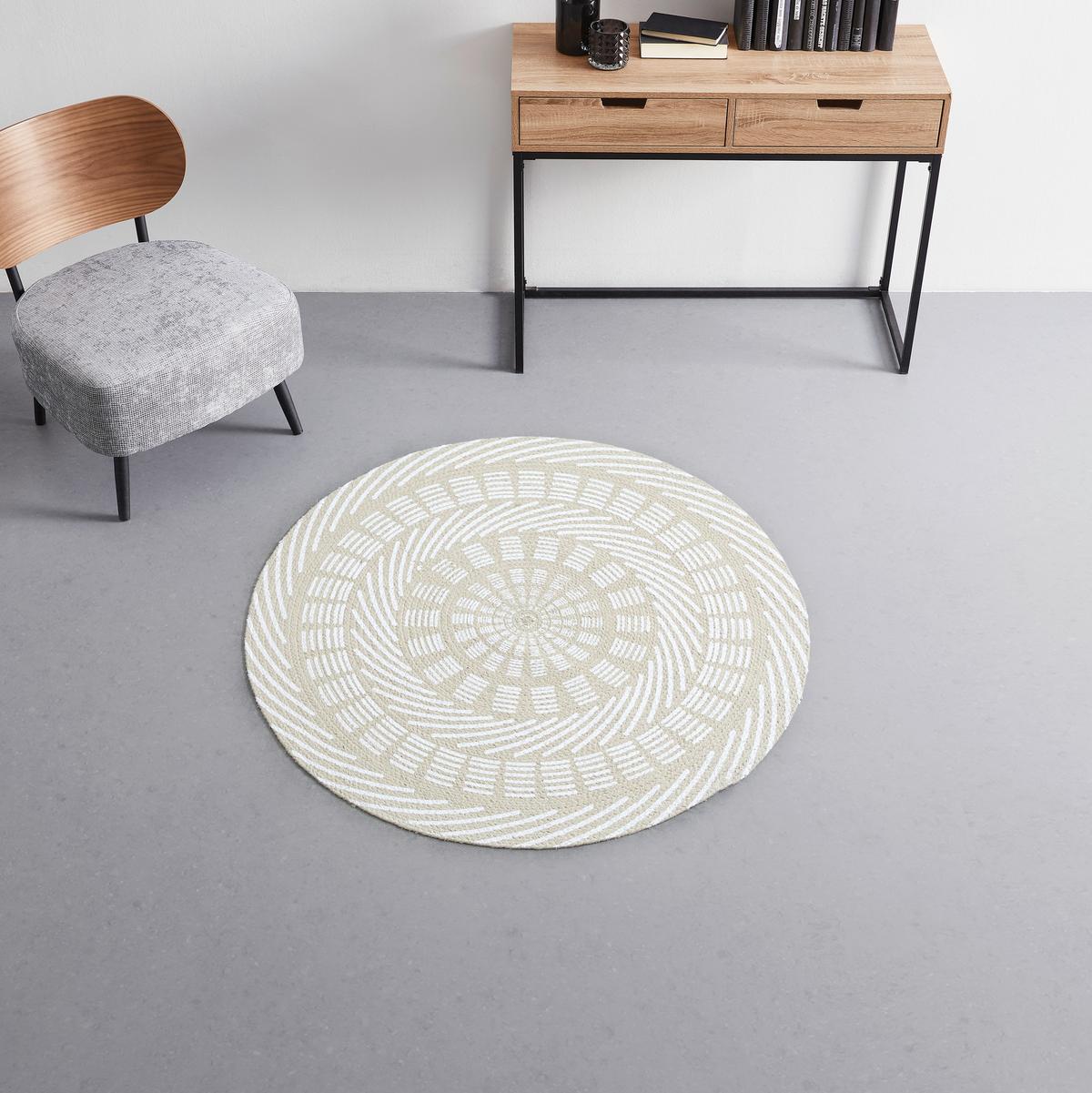 Koberec tkaný na plocho MIAMI, Ø: 100 cm - přírodní barvy/světle hnědá, Moderní, textil (100cm) - Modern Living