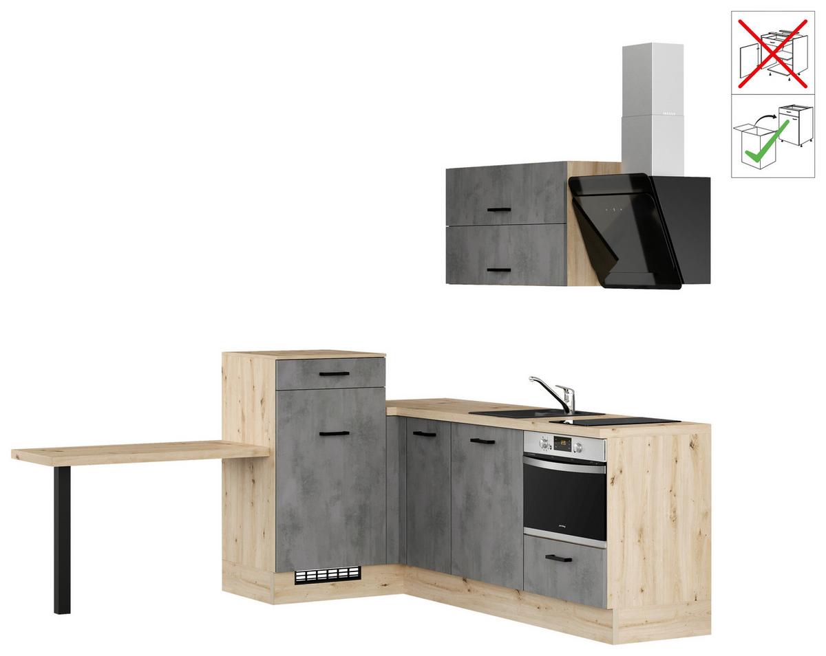 Eckküche Ip1200 - Eichefarben/Grau, Design, Holzwerkstoff (241/225cm) - Impuls