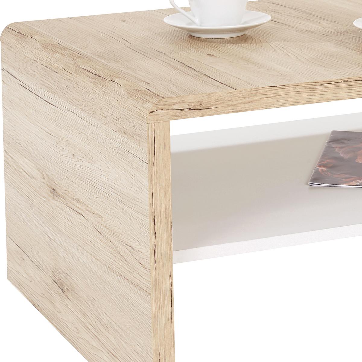 Dohányzóasztal Cala Luna - San Remo tölgy/fehér, Modern, faalapú anyag (100/40/59cm)