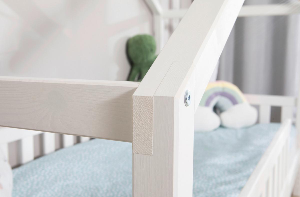 Hausbett Lou Bettschublade: Weiß B: 140 cm - Weiß/Naturfarben, MODERN, Holz/Textil (140/200cm) - MID.YOU