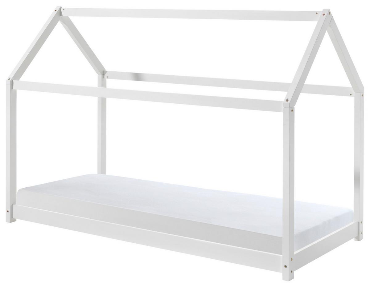 Hausbett Cabane 90x200 Cm Kiefer Weiß - Weiß, MODERN, Holz (90/200cm) - Vipack