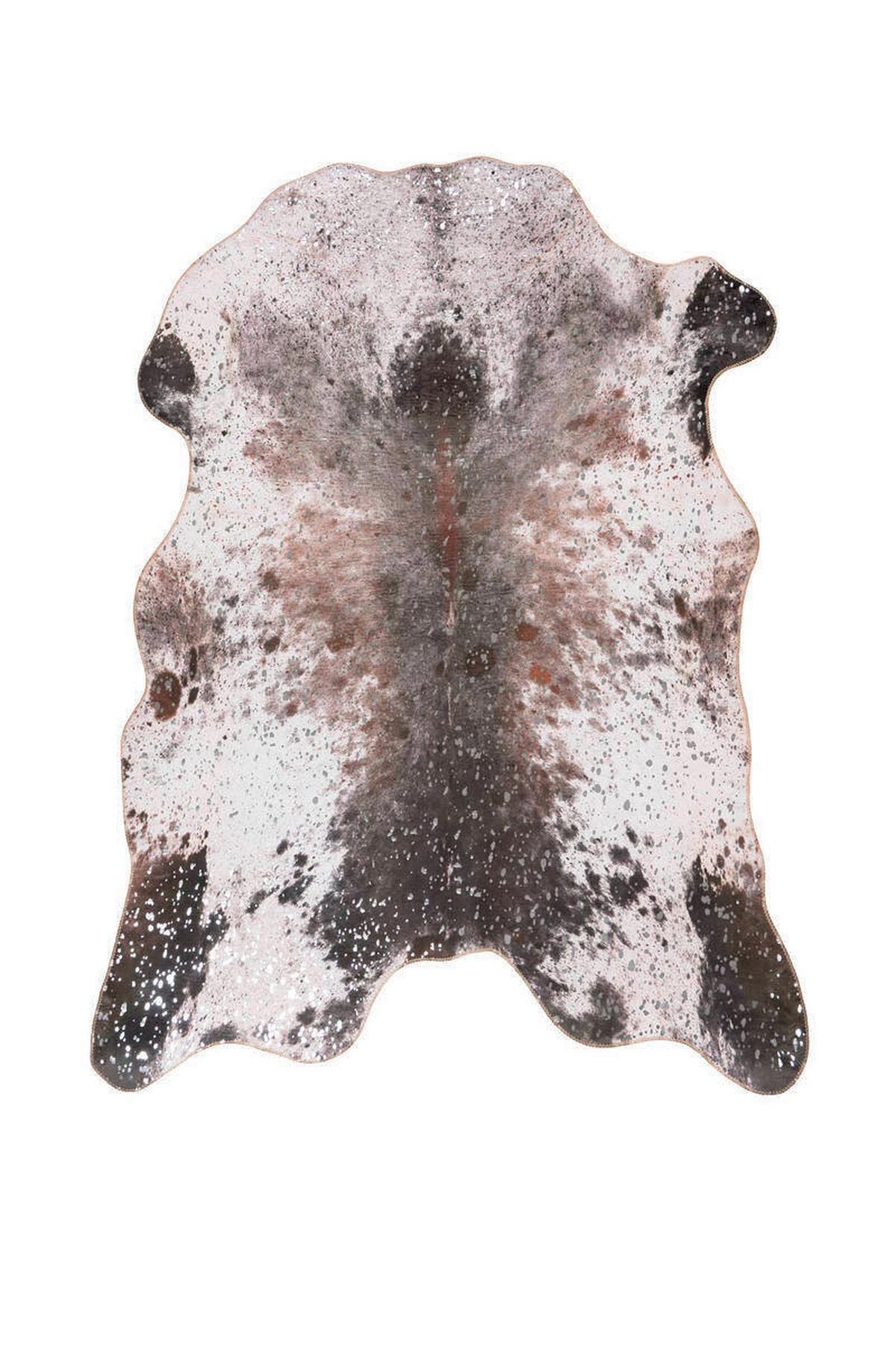 Kunstfell Western Silber/braun 130x170 Cm, Rinderfelloptik - Braun, Basics, Textil (130/170cm) - Kayoom