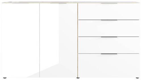 Sideboard mit Glasfronten B: 184 cm Gw-Oakland, Weiß - Eichefarben/Schwarz, KONVENTIONELL, Glas/Holzwerkstoff (184/102/42cm) - Germania