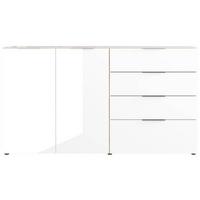 Sideboard mit Glasfronten B: 184 cm Gw-Oakland, Weiß - Eichefarben/Schwarz, KONVENTIONELL, Glas/Holzwerkstoff (184/102/42cm) - Germania