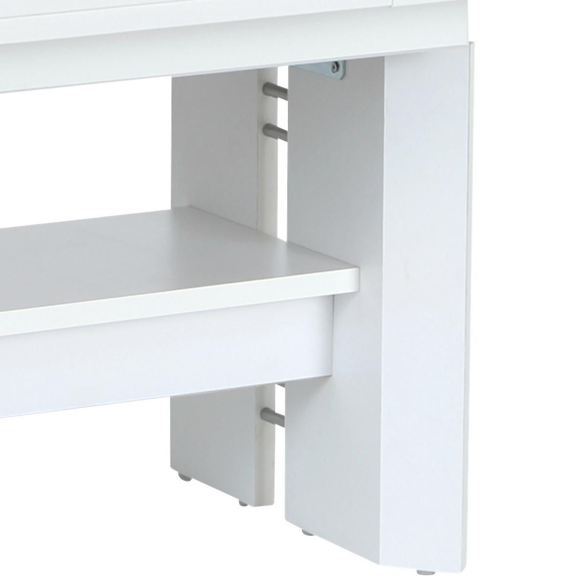 Coutisch Dario Rund Weiß Ausziehbar U. Höhenverstellbar - Weiß, MODERN, Holzwerkstoff (110-180/68/50-60cm) - MID.YOU