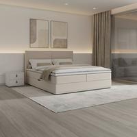 Boxspringová postel IMOLA 180x200, krémová - černá/krémová, Moderní, dřevo/textil (180/200cm) - Bessagi Home