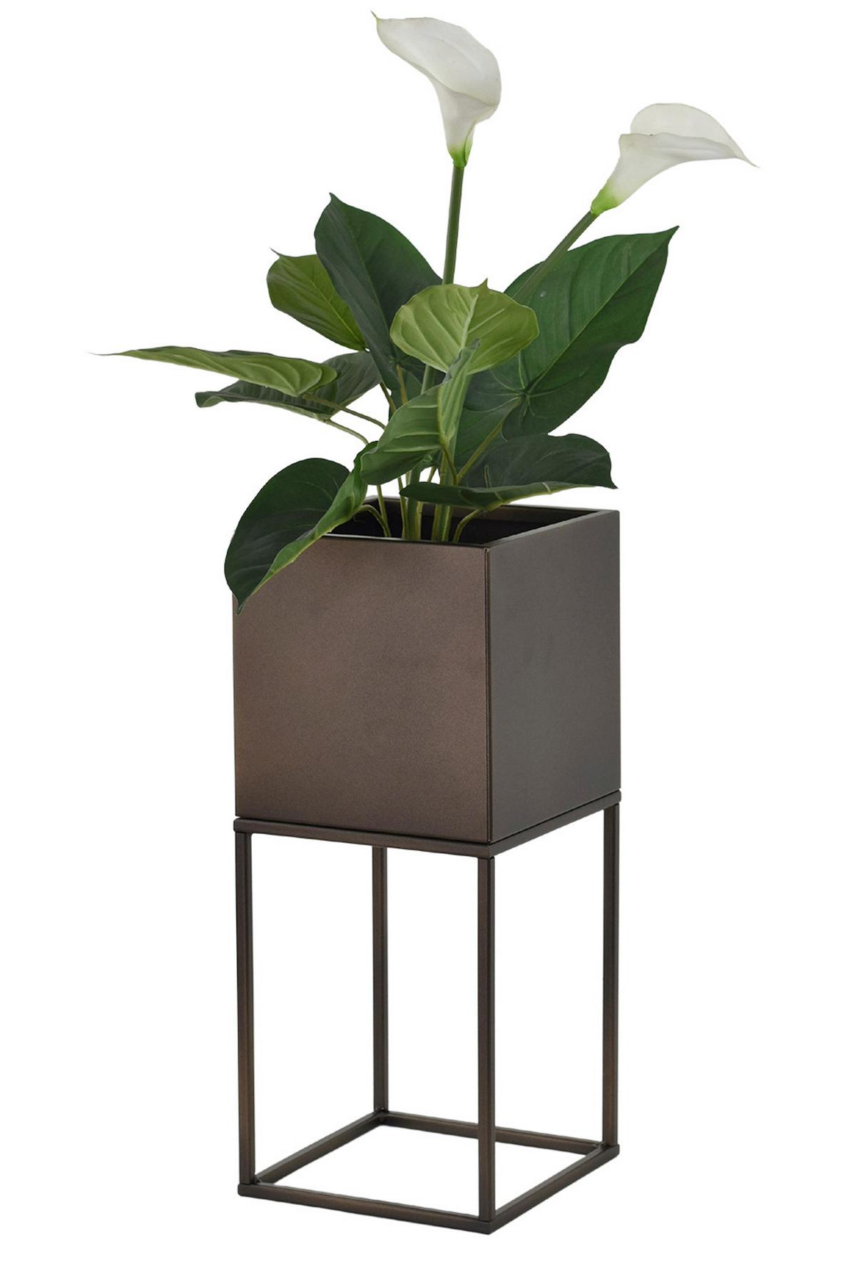 Blumenständer Metall Braun Bxhxt: 19x87x19 Cm - Braun, Basics, Metall (19/87/19cm)