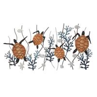 Wanddeko Turtle Naturf./Schwarz/Weiß B: 138 cm - Schwarz/Naturfarben, Basics, Holzwerkstoff/Metall (132.7/69.9/5.7cm)