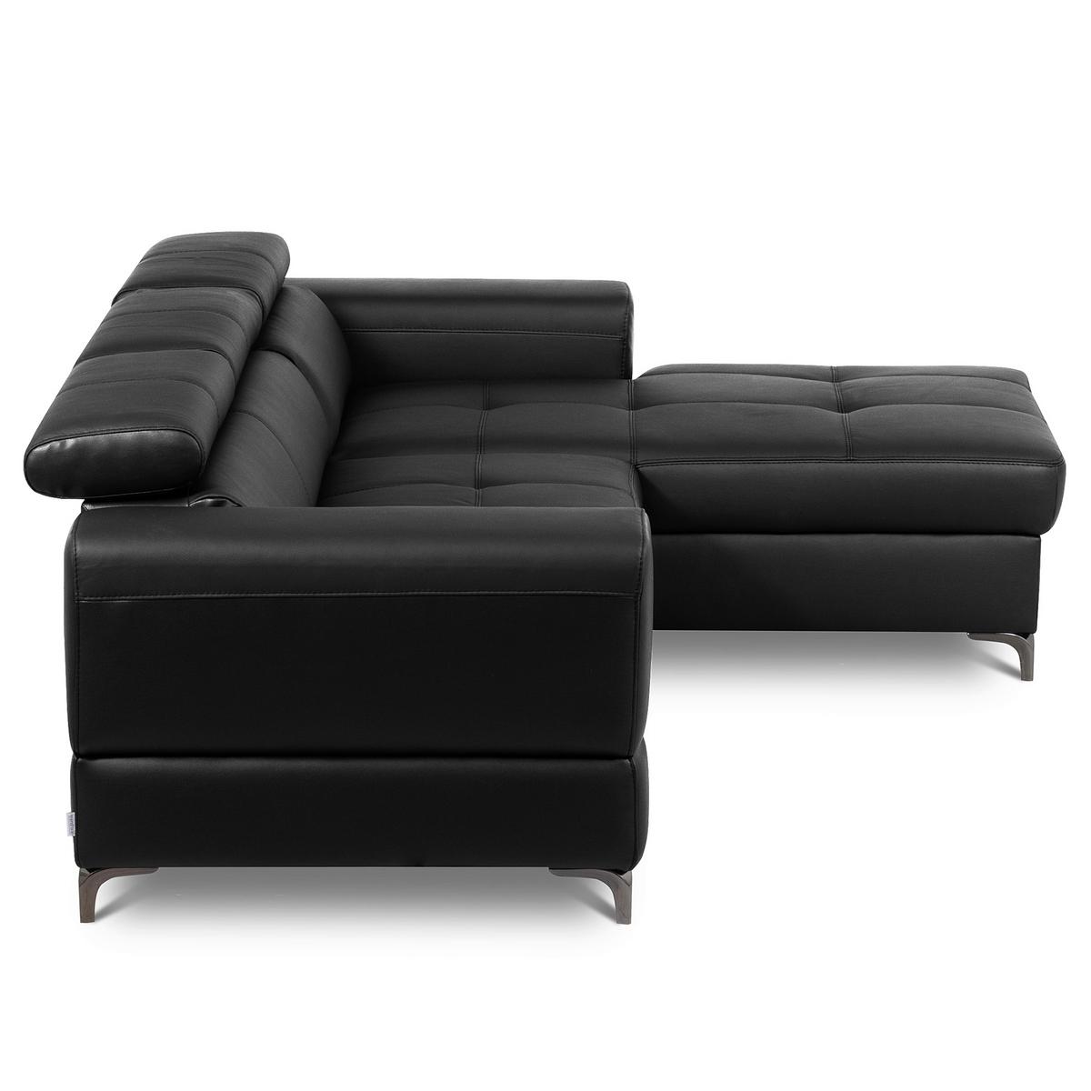 Ecksofa Torino Teilleder Schwarz 247x173 - Schwarz, Design, Leder/Textil (247/173cm) - Livetastic