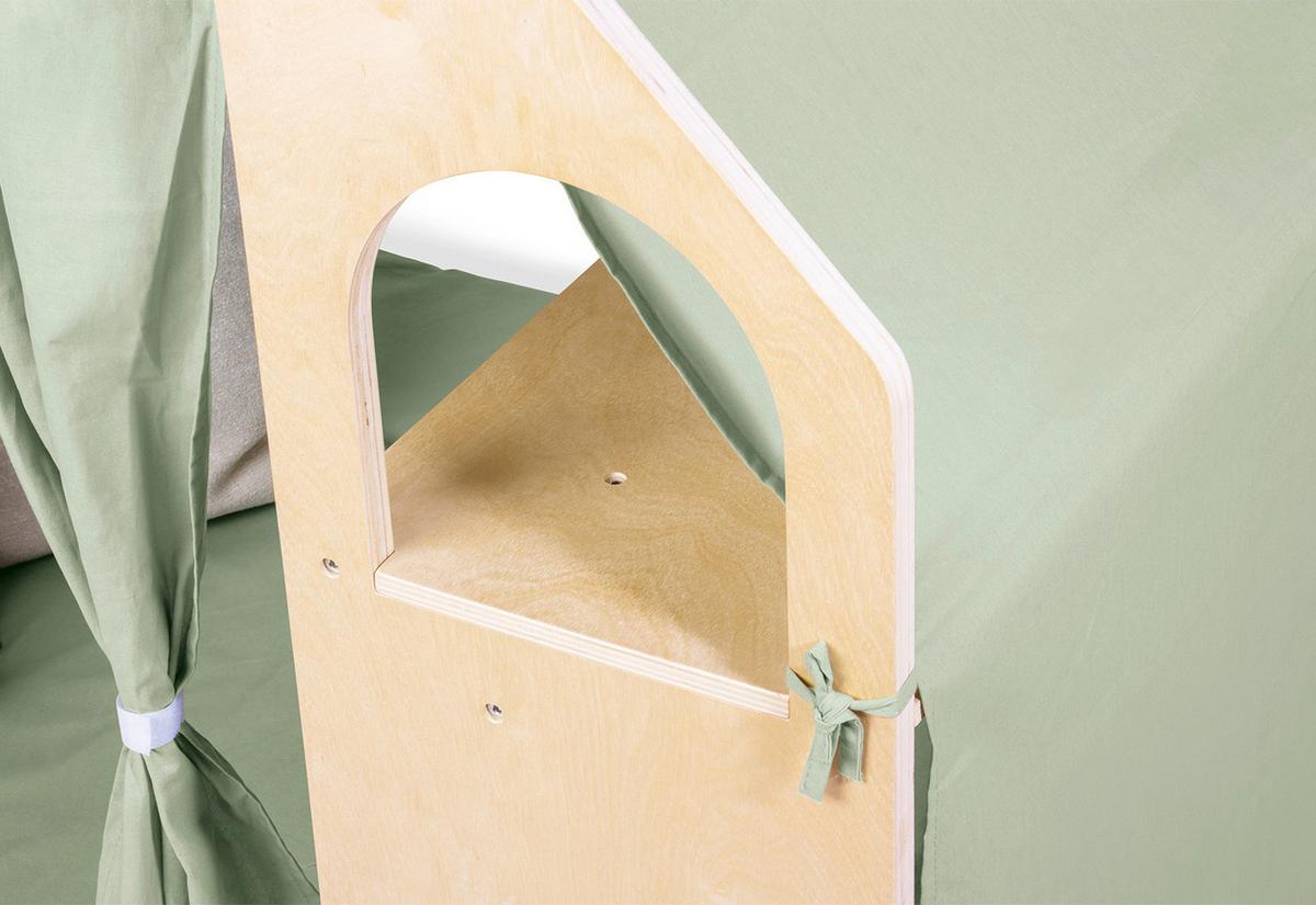 Spielhaus Thilda, inkl. Stoffdach - Salbeigrün/Birkefarben, Basics, Holz/Textil (119/122/94cm) - Pinolino