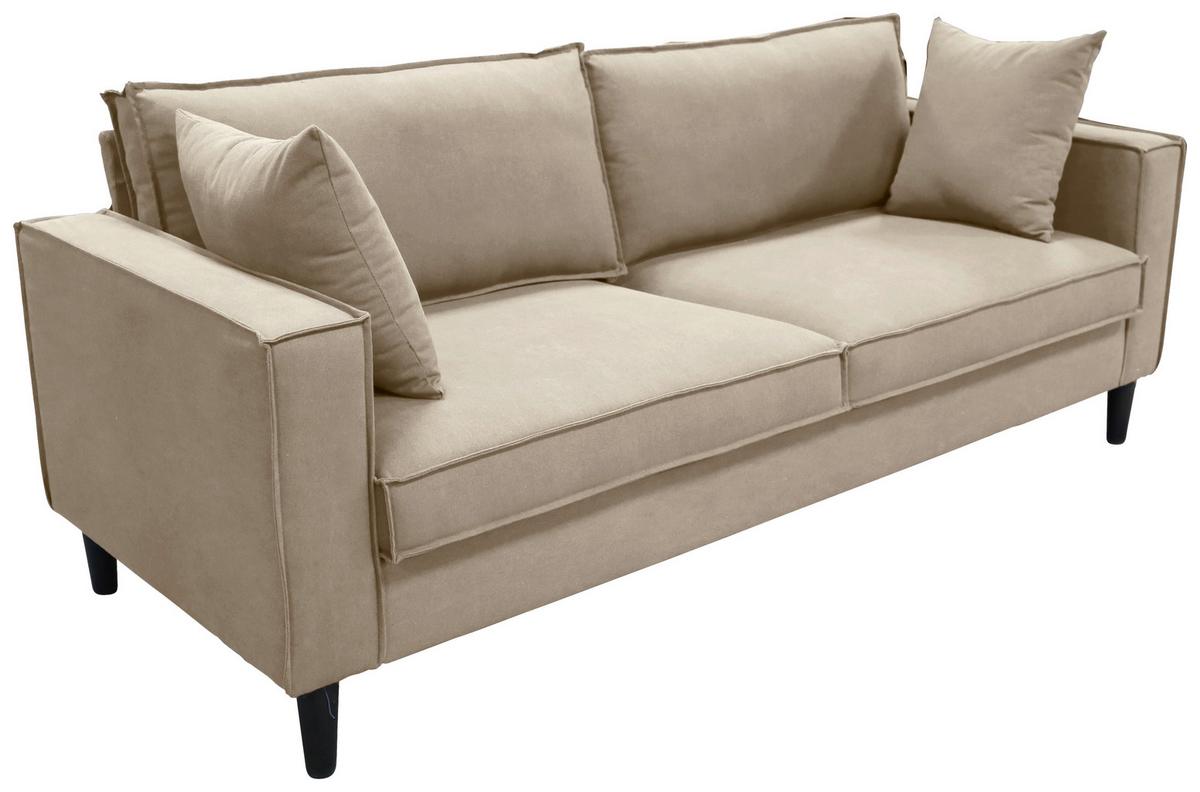 3-Sitzer-Sofa Beluna Beige B: 198,5 cm - Beige/Schwarz, Basics, Textil (198,5/84/83cm) - P & B