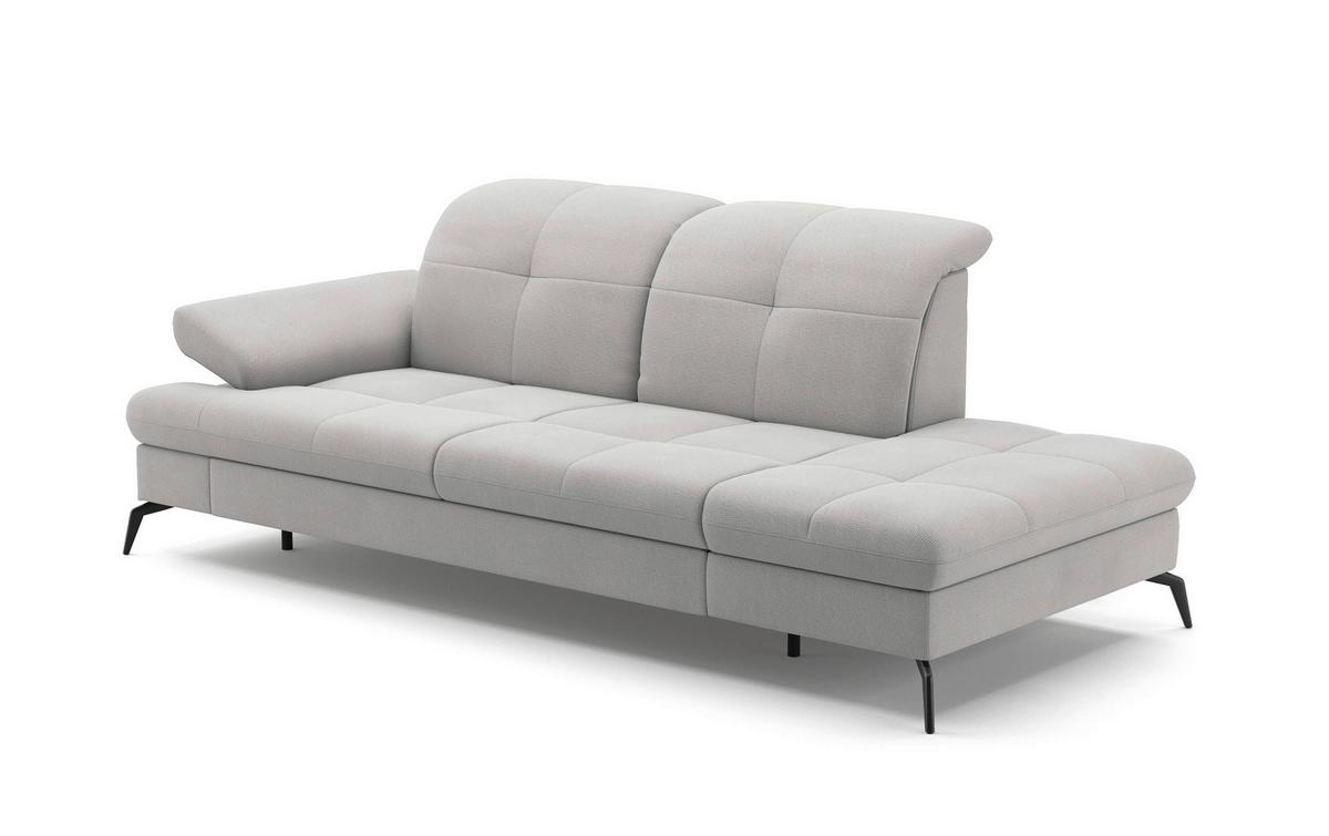 Récamiere Amica E, Silberfarben B: 231cm - Silberfarben/Schwarz, KONVENTIONELL, Textil (231/90/122cm) - Sit & More