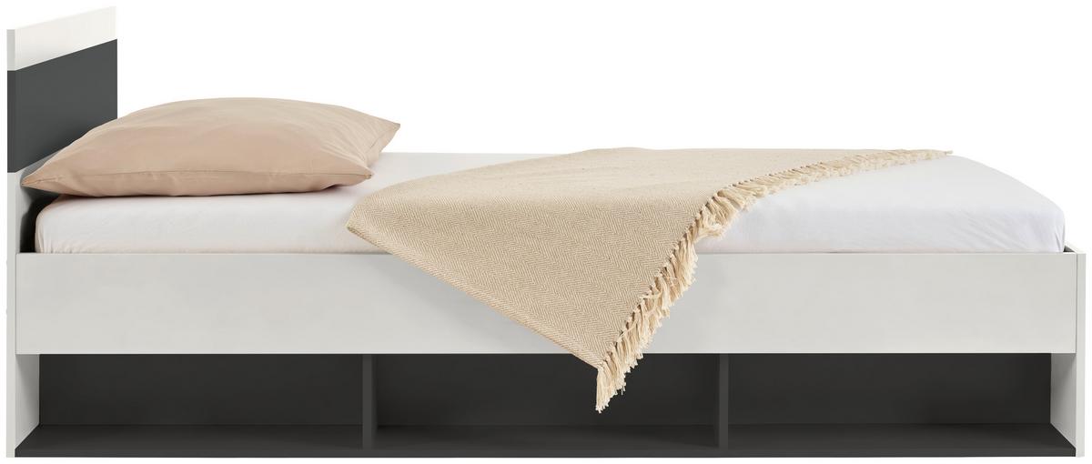 Bett Basic Two Kaschmir/Anthrazit 90x200 - Kaschmir/Anthrazit, KONVENTIONELL, Holzwerkstoff (90/200cm)