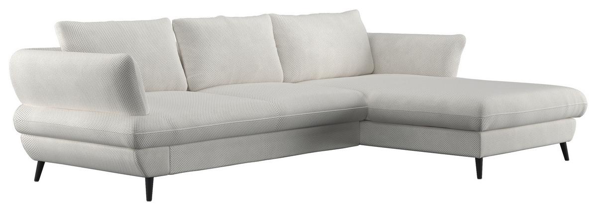 Ecksofa Balou, Creme S: 281x181 cm - Creme/Schwarz, Design, Textil (281/181cm) - Livetastic