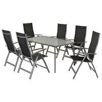 Gartenset Carrara - Silberfarben/Schwarz, MODERN, Textil/Metall - Gardenson