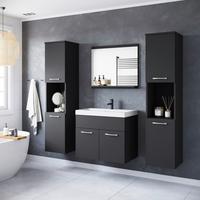 Badmöbel-Set 5--teilig. Montreal 120,4 cm Schwarz/Graphit - Graphitfarben/Schwarz, LIFESTYLE, Keramik/Holzwerkstoff (120,4/132,8/35cm) - P & B