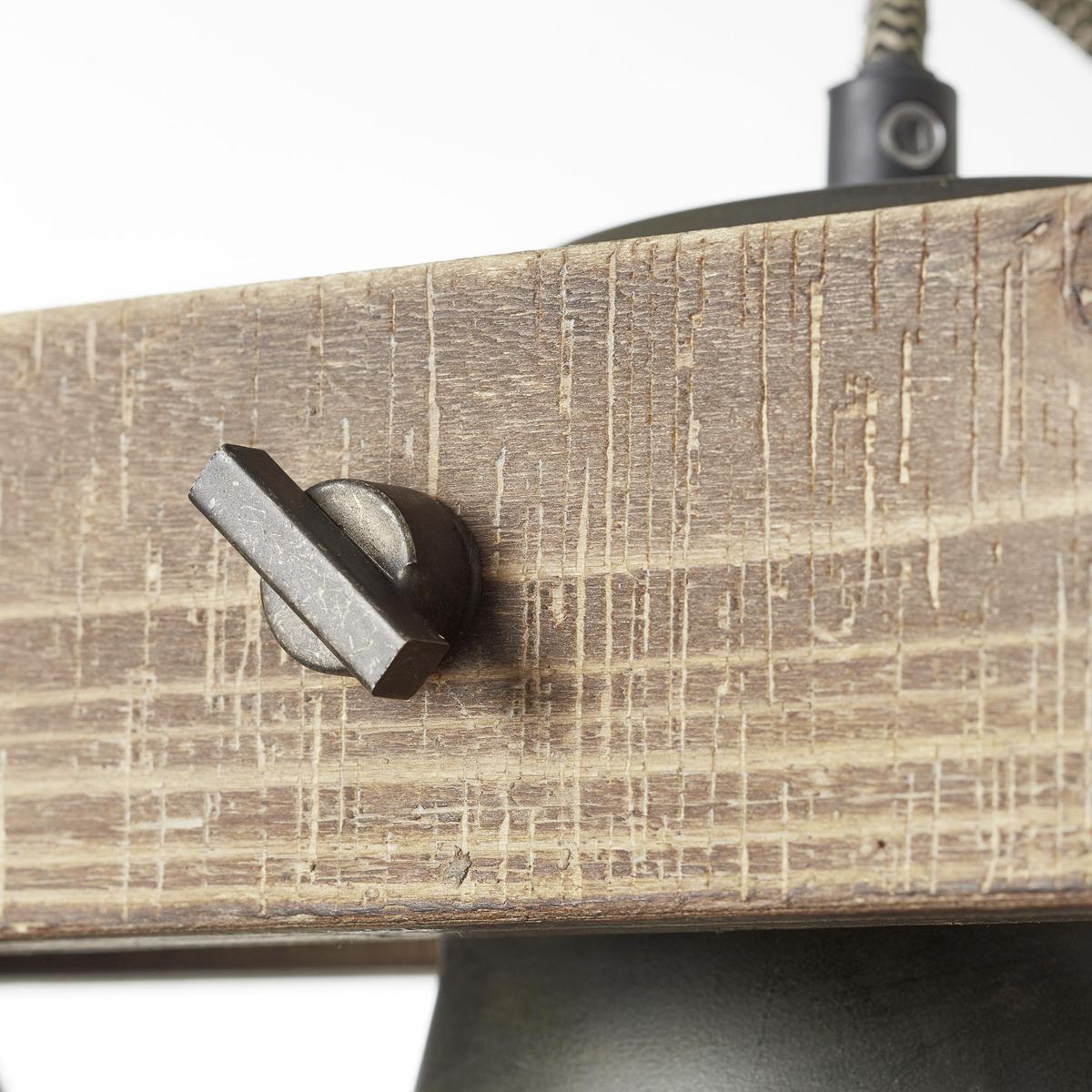 Hängeleuchte 82175/46 Plow - Schwarz, Natur, Holz/Metall (95/20/115cm) - Brilliant